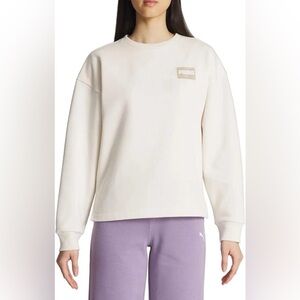 NWT PUMA Crewneck Cream Fleece Sweatshirt Size Large
